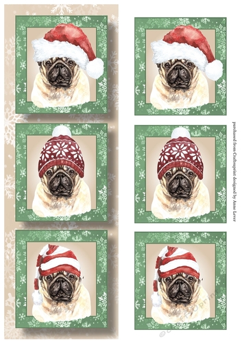 Lge DL Christmas Trio Of Dogs - Pug