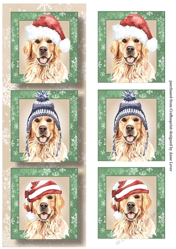 Lge DL Christmas Trio Of Dogs - Golden Retriever