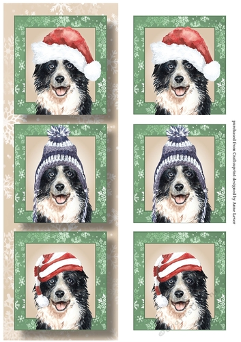 Lge DL Christmas Trio Of Dogs - Border Collie