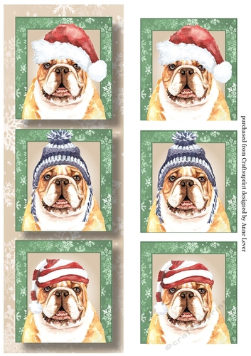 Lge DL Christmas Trio Of Dogs - Bulldog