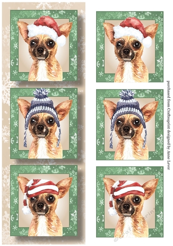 Lge DL Christmas Trio Of Dogs - Chihuahua