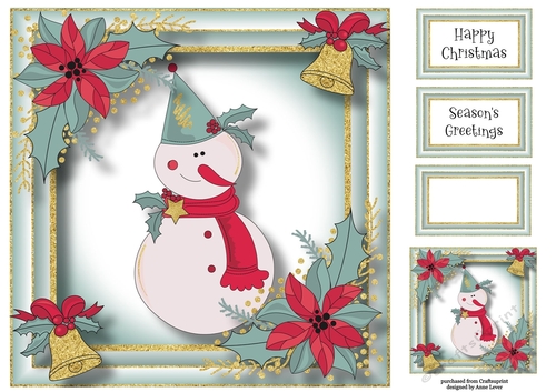 Gold Accent Christmas - Snowman 8x8