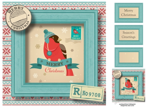 Retro Christmas Robin 8x8