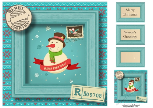 Retro Christmas Snowman 8x8