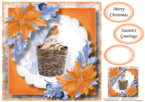 Winter Wonder Robin & Log Basket 8x8