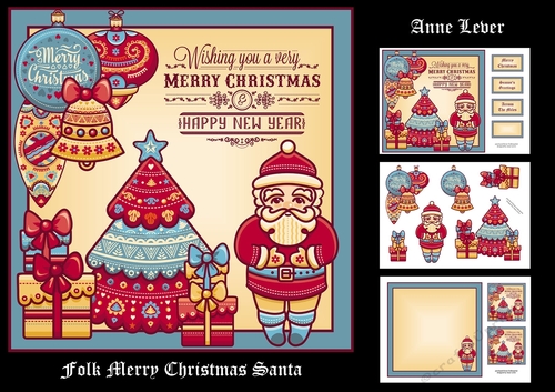 Folk Merry Christmas Santa