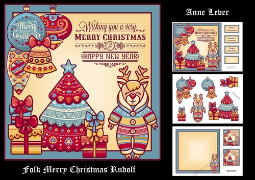 Folk Merry Christmas Rudolf