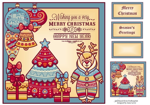 Folk Merry Christmas Rudolf 8x8