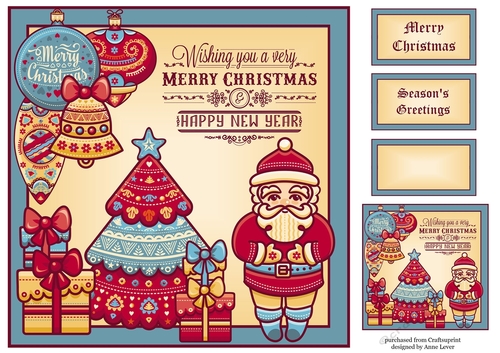 Folk Merry Christmas Santa 8x8