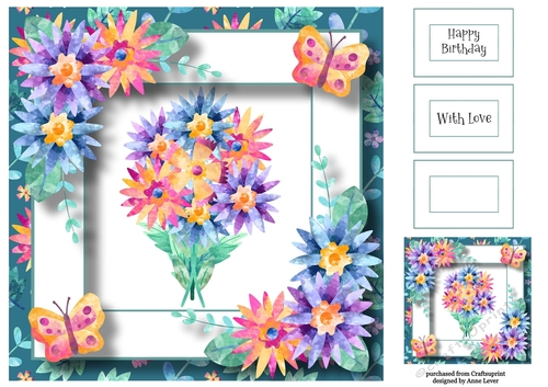 Watercolour Flower Bouquet 8x8