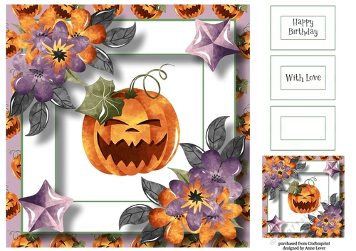 Watercolour Halloween Pumpkin 8x8