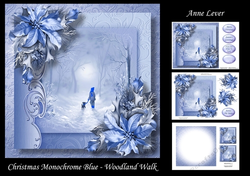 Christmas Monochrome Blue - Woodland Walk
