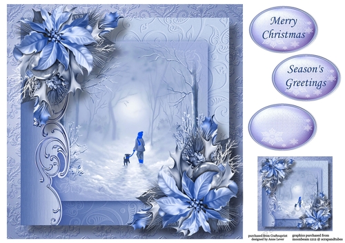 Christmas Monochrome Blue - Woodland Walk 8x8
