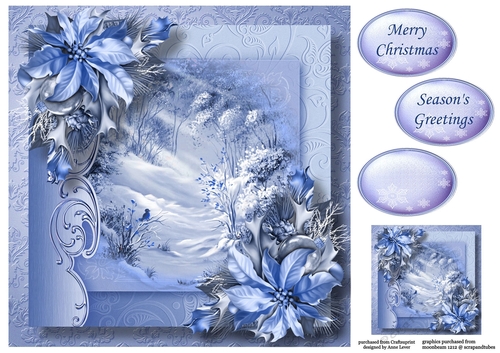 Christmas Monochrome Blue - Sunbeams On The Snow 8x8