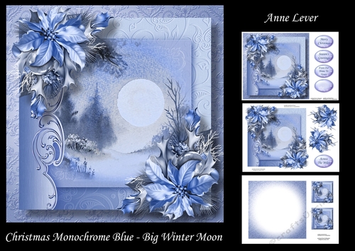 Christmas Monochrome Blue - Big Winter Moon