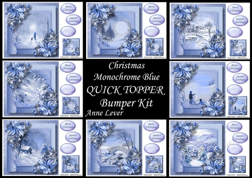 Christmas Monochrome Blue QUICK TOPPER Bumper Kit