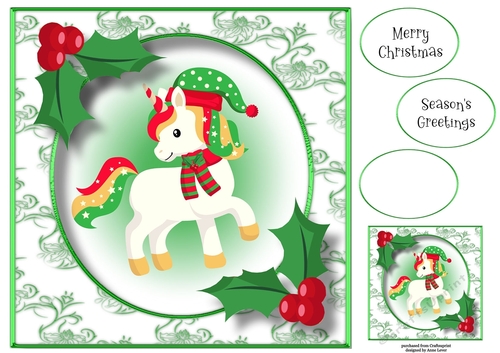 Christmas Unicorn 4 8x8