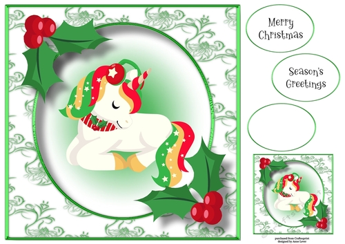 Christmas Unicorn 2 8x8