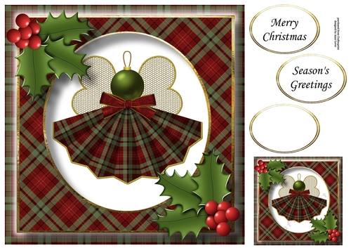Tartan Christmas Angel 2 8x8