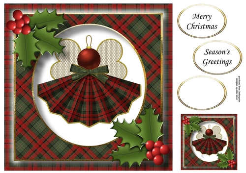 Tartan Christmas Angel 1 8x8