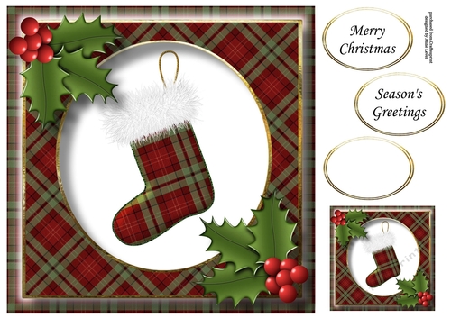 Tartan Christmas Stocking 2 8x8