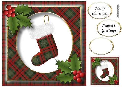 Tartan Christmas Stocking 1 8x8