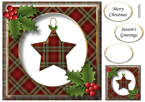 Tartan Christmas Star 2 8x8