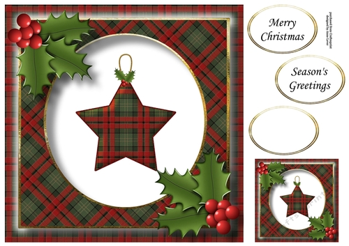 Tartan Christmas Star 1 8x8