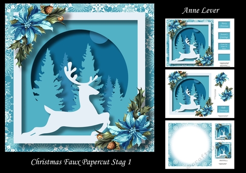 Christmas Faux Papercut Stag 1