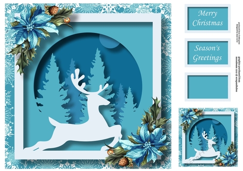 Christmas Faux Papercut Stag 1 8x8