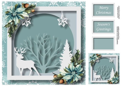Christmas Faux Papercut Stag 4 8x8