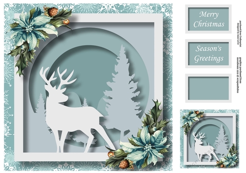 Christmas Faux Papercut Stag 3 8x8