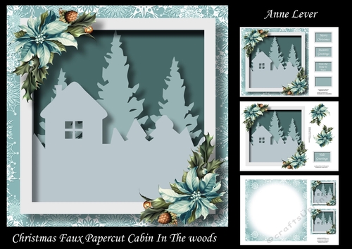 Christmas Faux Papercut Cabin In The Woods