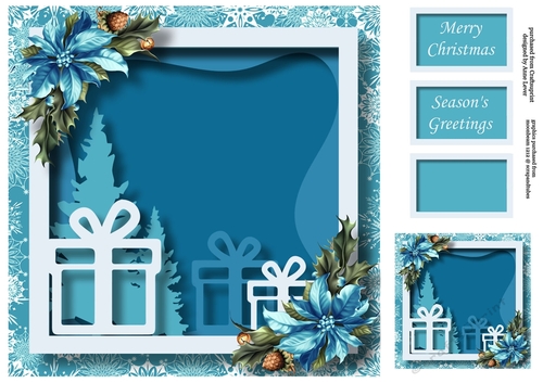 Christmas Faux Papercut Presents 8x8