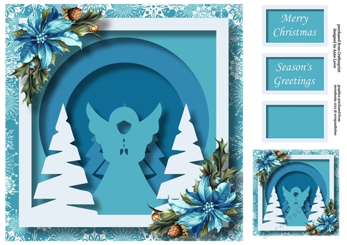 Christmas Faux Papercut Angel 8x8
