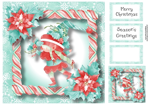 Candy Cane Christmas Gnome 3 8x8