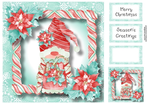 Candy Cane Christmas Gnome 2 8x8