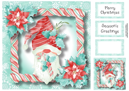 Candy Cane Christmas Gnome 1 8x8