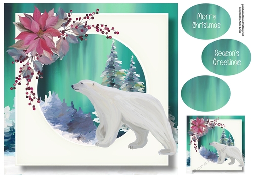 Northern Lights Christmas - Polar Bear 8x8
