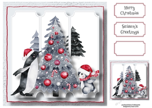 Christmas Penguin Tree 8x8