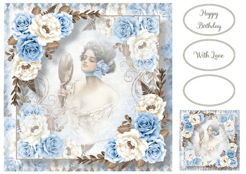 Romantic Vintage Roses - Sand & Sky 8x8