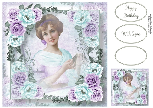 Romantic Vintage Roses - Tiffany & Lilac 8x8