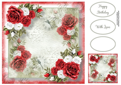 Romantic Vintage Roses - Ravishing Red 8x8