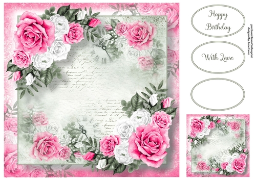 Romantic Vintage Roses - Pretty In Pink 8x8