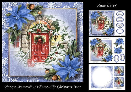 Vintage Watercolour Winter - The Christmas Door