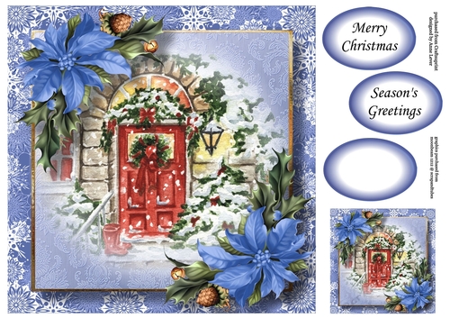 Vintage Watercolour Winter - The Christmas Door 8x8