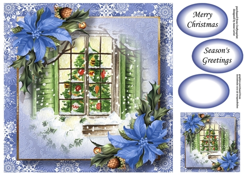 Vintage Watercolour Winter - The Christmas Window 8x8
