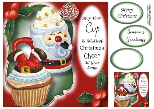 Christmas Hot Choc & Cupcake - Santa 8x8