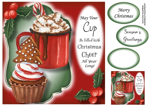 Christmas Hot Choc & Cupcake - Tree 8x8