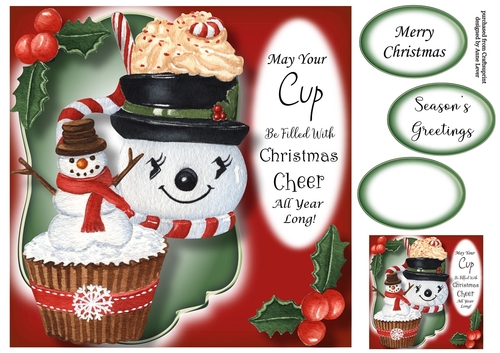 Christmas Hot Choc & Cupcake - Snowman 8x8
